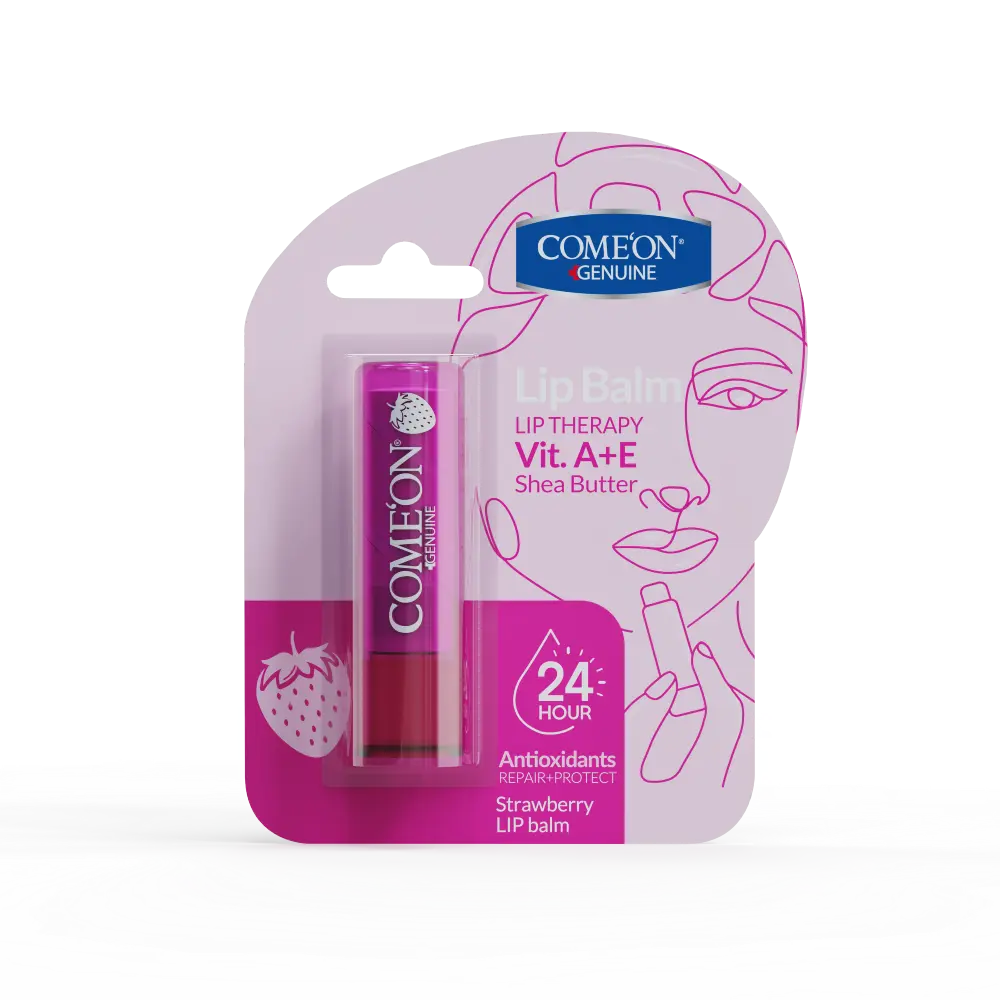 BALM-STRAWBERRY.webp بالم لب نرم و براق کننده توت فرنگی کامان - Image 1