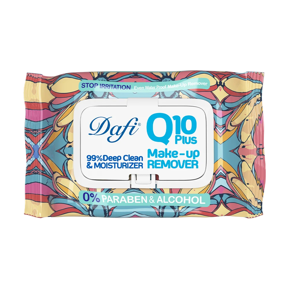 کیوتن-گلی-3.webp دستمال مرطوب پاک کننده آرایش دافی مدل Q10 طرح گل 2 50 عددی - Image 1